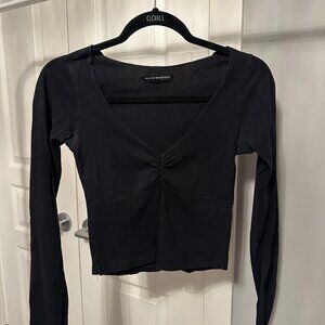 Brandy Melville Black V-Neck Long Sleeve